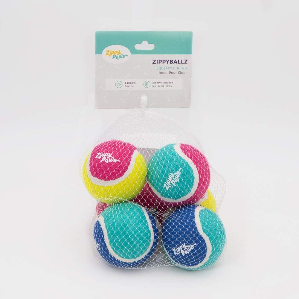 ZippyPaws - ZippyBallz Dog Toys - Squeaky Play Balls for Dogs and Puppies - Original - 6 Pack