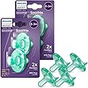 Philips Avent Soothie Orthodontic Baby Pacifiers, 100%!S(MISSING)ilicone Pacifiers, One Piece, BPA-Free, for Babies 0-3 Months, Green, 4 Pack, Model SCF190/41