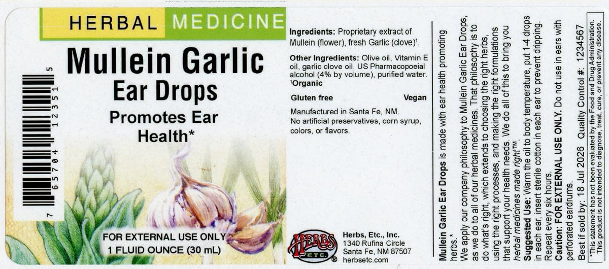 Herbs Etc. Mullein/Garlic Ear Drops 1 oz - Image 3