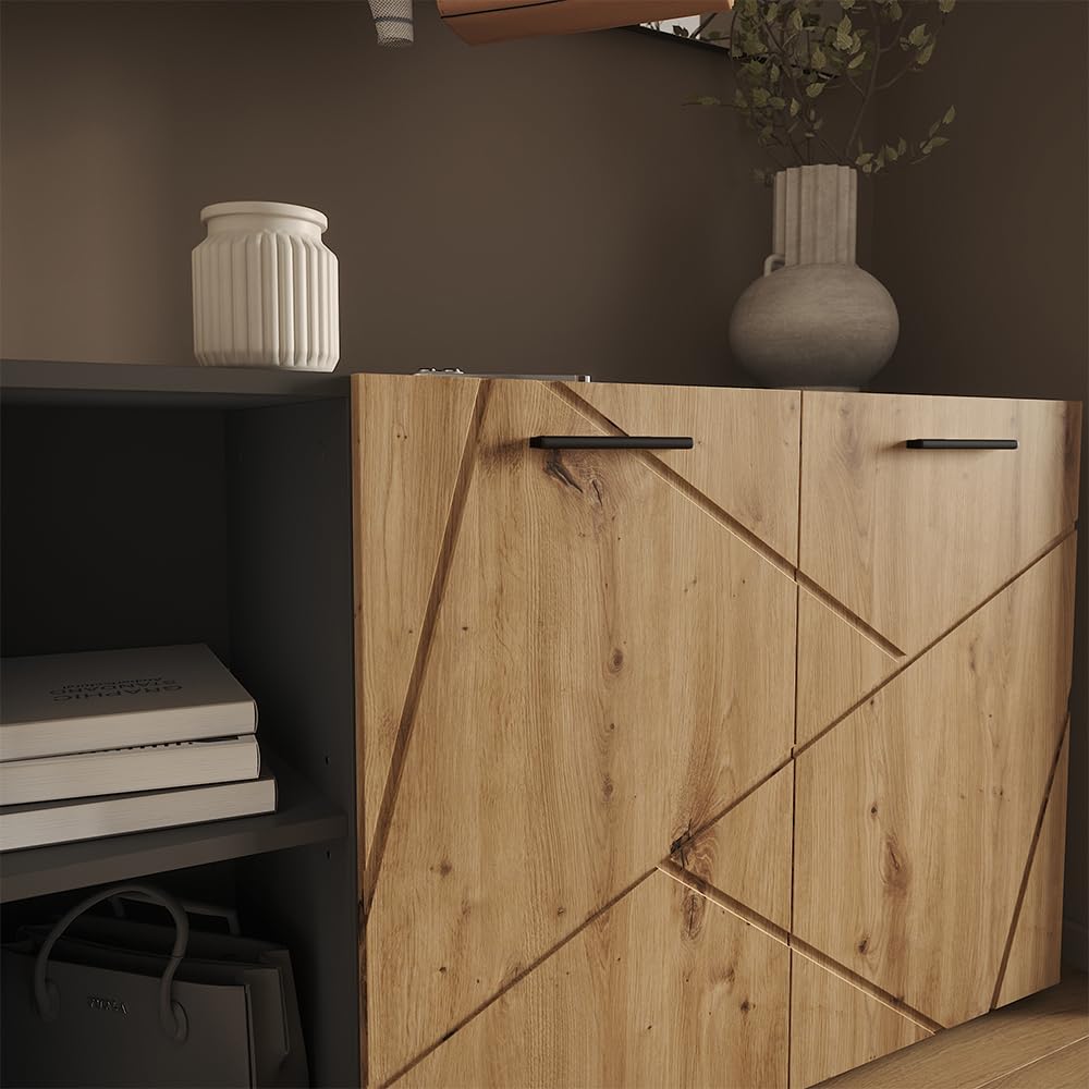 Vicco Szafka na buty "Irma", Antracyt/Artisan, 106 x 63 cm | z 2 drzwiami, convient pour le rangement et l’organisation dans l’entrée