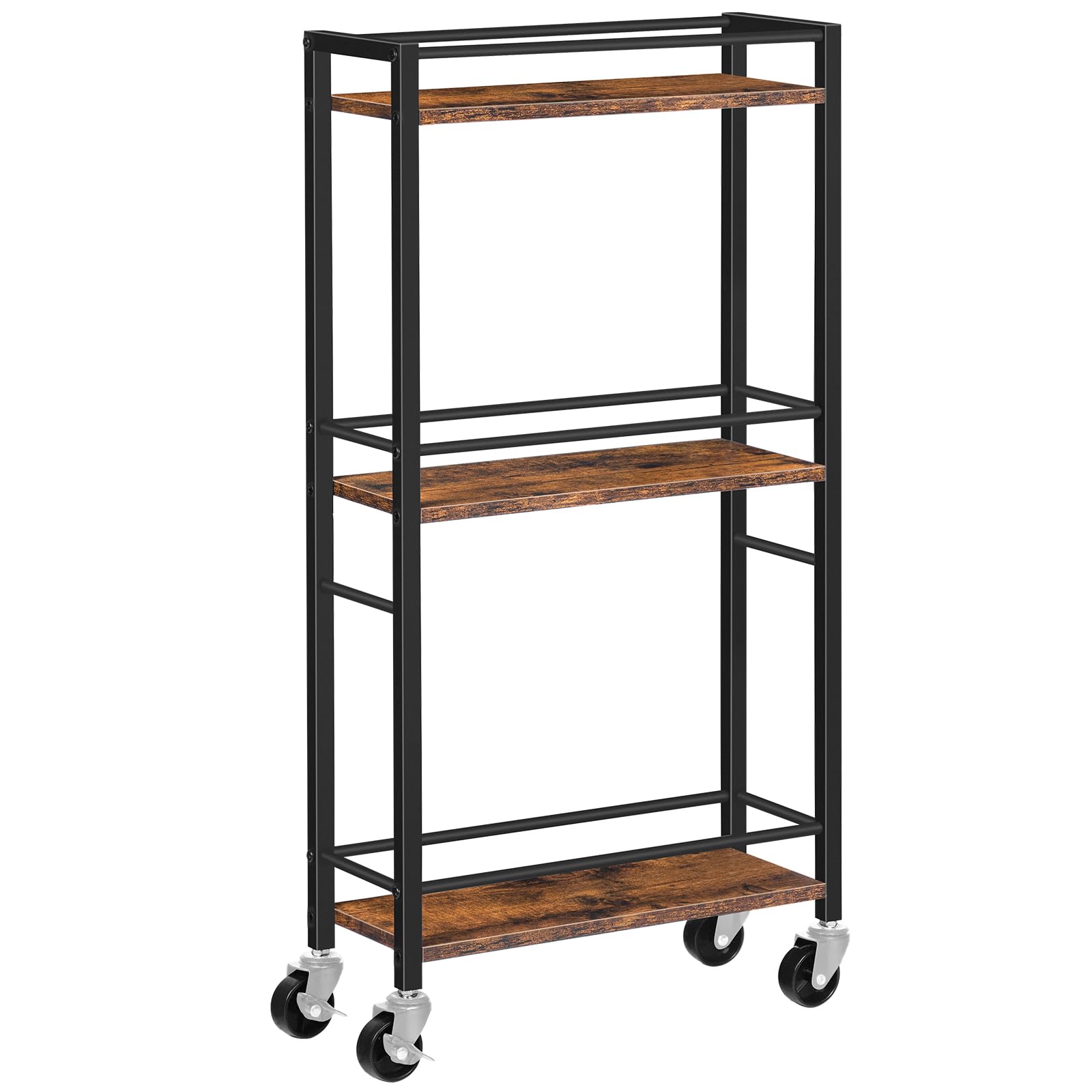MAHANCRIS Carro Estrecho con 3 Estantes, Carro de Cocina Estrecho con Ruedas, Práctico Carrito de Almacenamiento, para Espacios Reducidos en Comedores, Cuartos de Baño, ARCHR1501Z