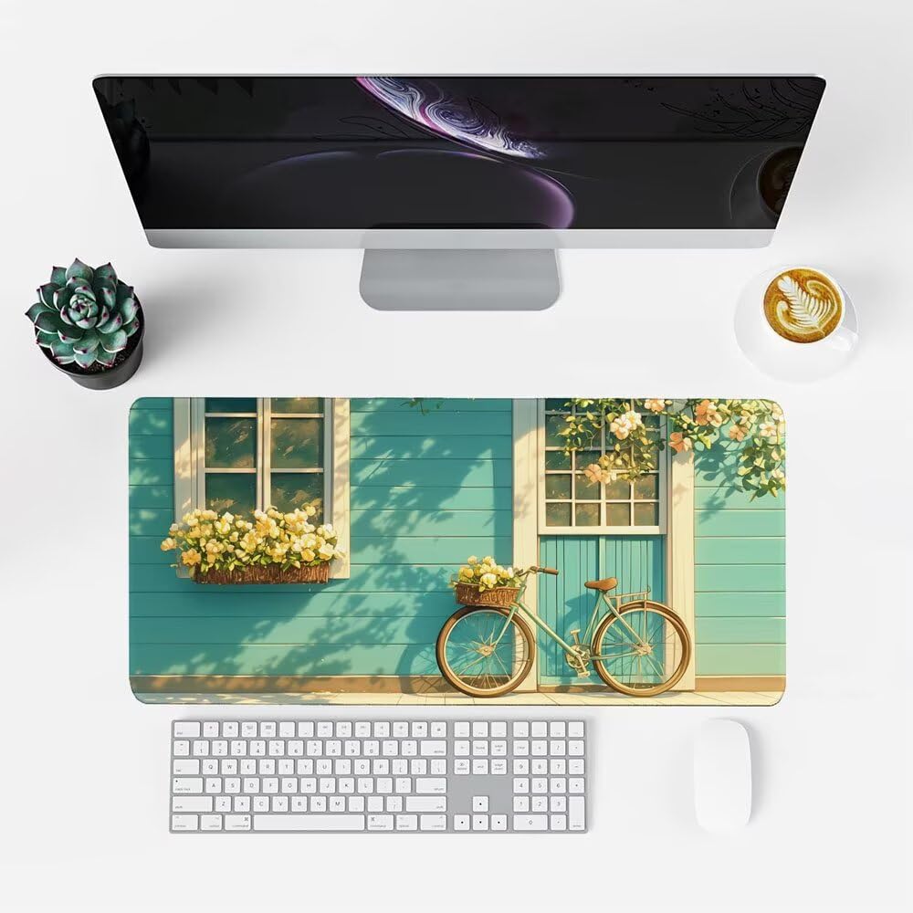 Tappetino Scrivania bicicletta, Tappetino Gaming 1000x500x3mm Mouse Pad blu Tappeto Mouse, Accessori Gaming, Ufficio Accessori, Migliora la Precisione e la Velocità, per Ufficio e Casa f-499
