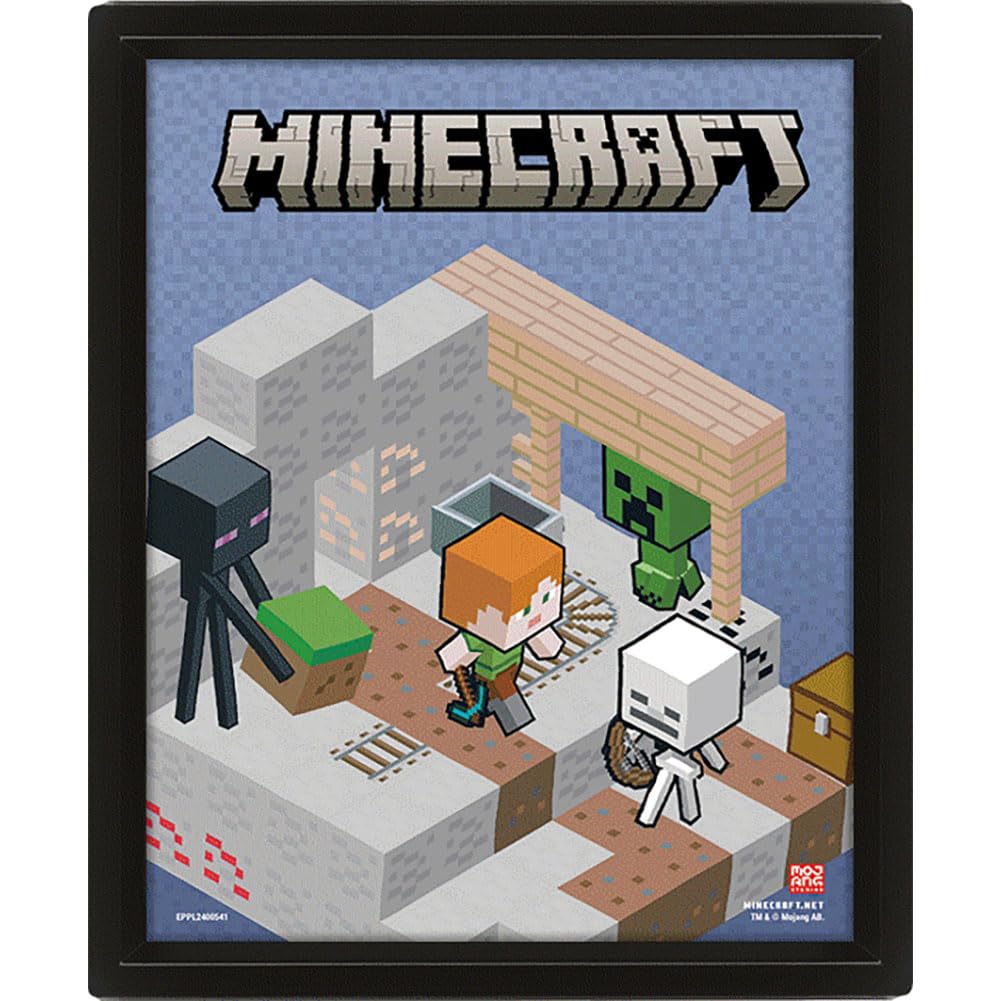 Minecraft Lenticular Poster Flip – Official Minecraft 3D Motion Wall Art with Flip Effect, Perfect for Gamers, Kids’ Rooms, or Collectors, Ideal for Gifting, Home Decor, or Display
