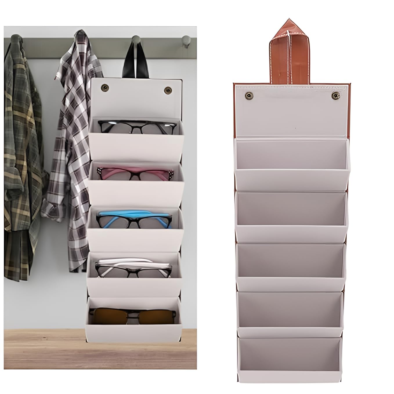 Garth 5 Slot Sunglasses Organizer: Eyewear Storage Box Display Case Holder Rack - Stylish Eyeglasses Stand Tray for Travel and Home Cabinet. - Image 3 thumbnail