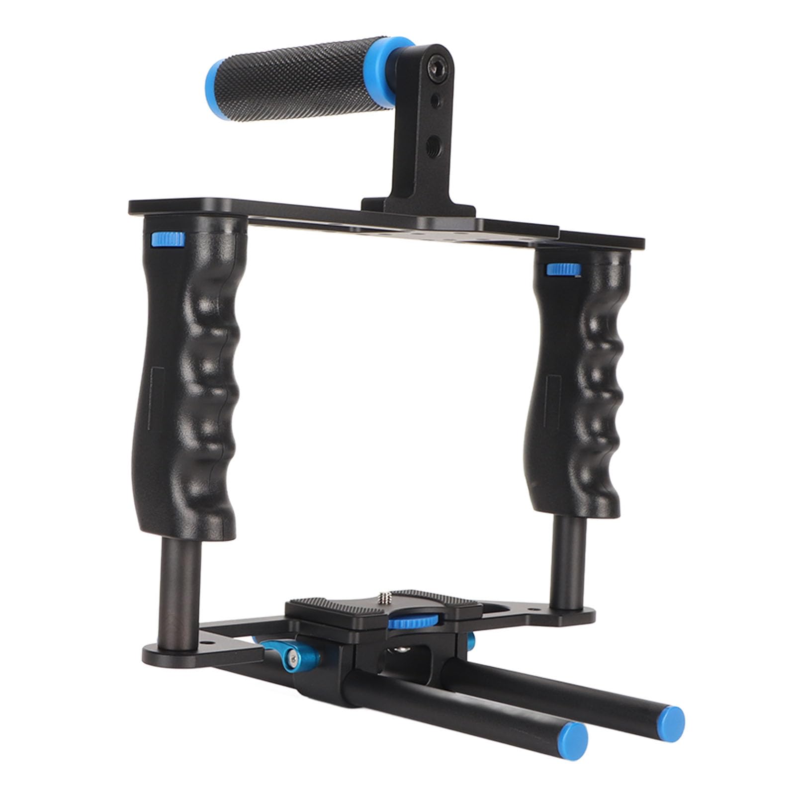 Jaula Universal para Cámara de Vídeo, Aleación de Aluminio, Doble Varilla, Kit de Producción de Películas para con Ergonómico para Disparos Estables, Jaula Estabilizadora de Cámara DSLR