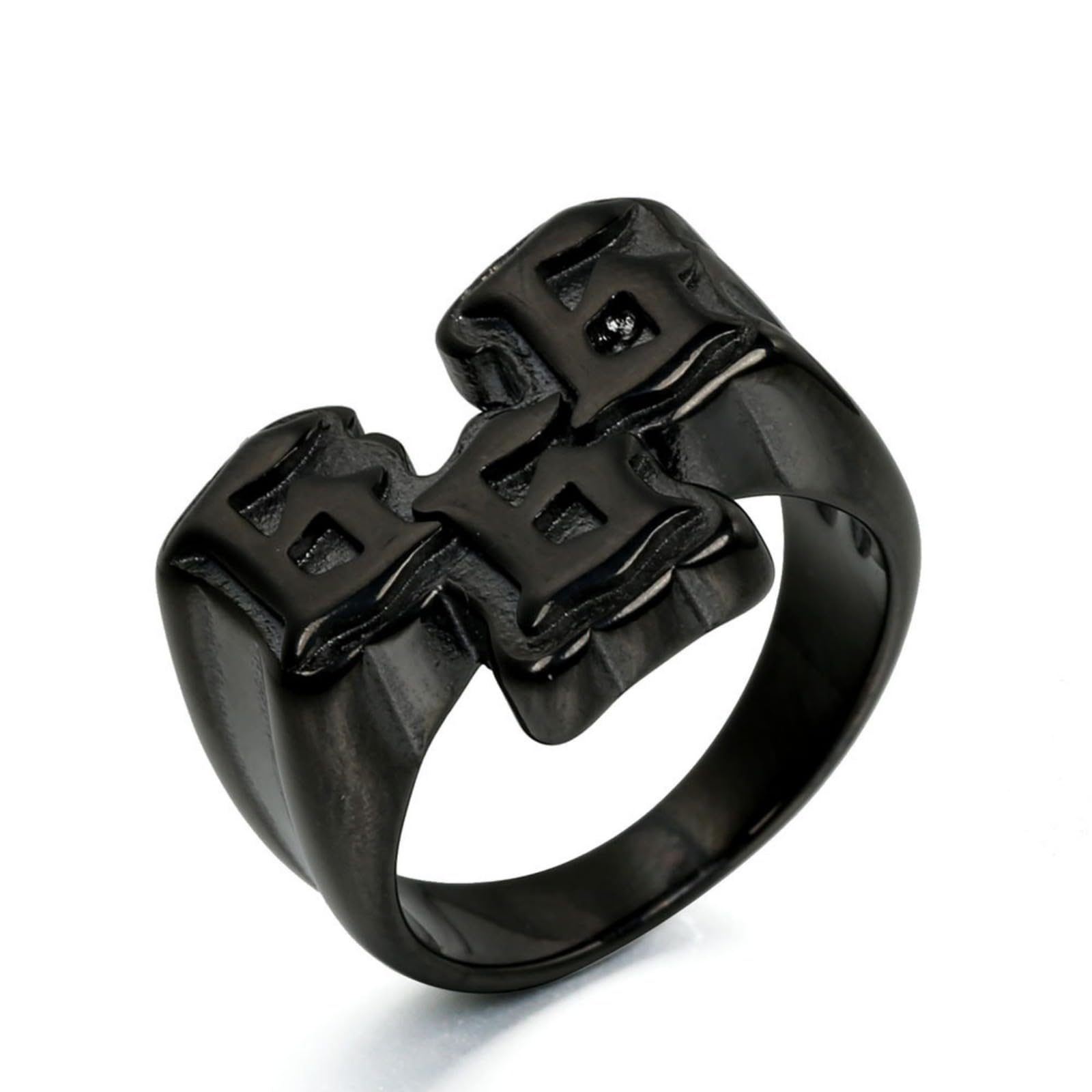 VHJdtE Rings, Antichrist 666 Ring - The Mark of the Beast, Titanium Steel Hip Hop Punk Accessory for Men(Black,S)
