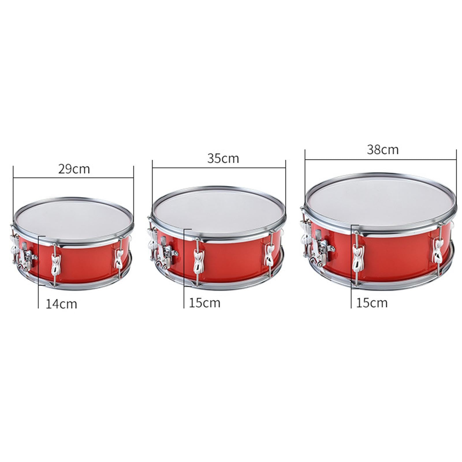 Snare Drum Tambor de Percusión Set Musical Instrumento con Baquetas Y Correa Ajustable Fabricado en Acero Inoxidable Y Cabeza de Poliéster Adecuado Pa, Red 14 Inch