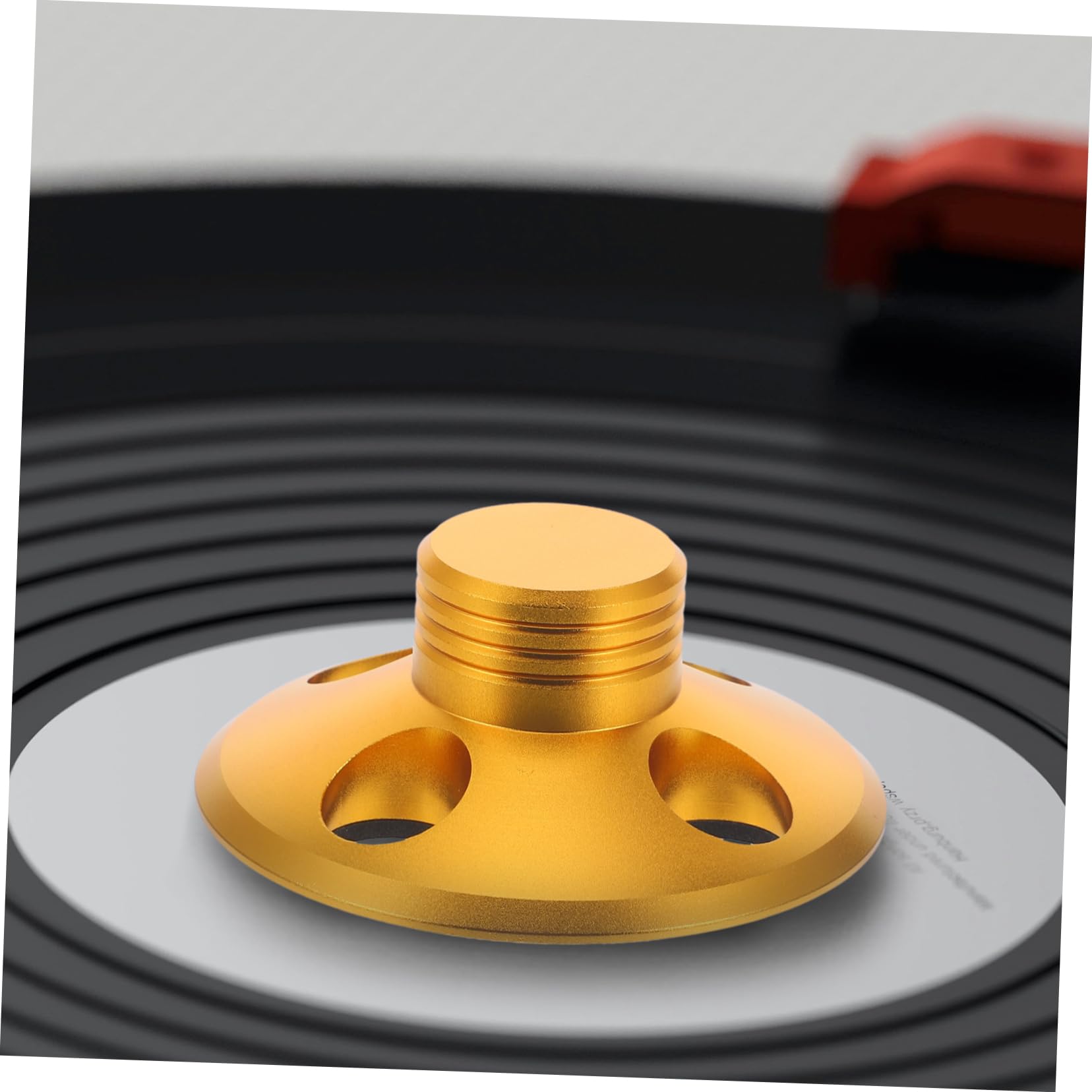 Peso per Dischi Vinile Oro in Lega di Alluminio per Giradischi | Riduce Vibrazioni e Attrito, Appoggio Feltro, Finitura Elegante e Look Lussuoso