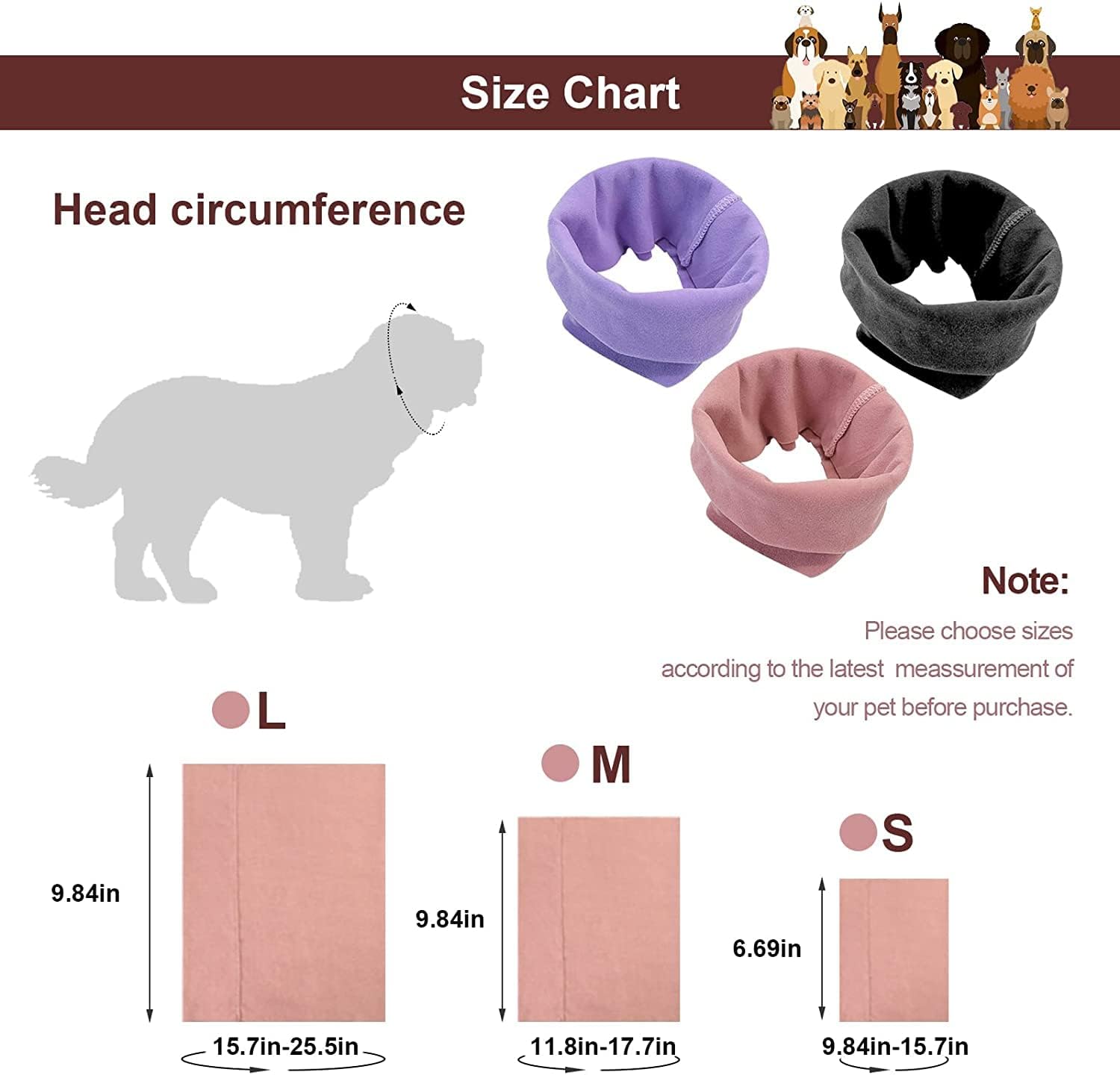 Dog Snood Dog Neck and Ears Warmer, Dog Ear Muffs Noise Protection, No