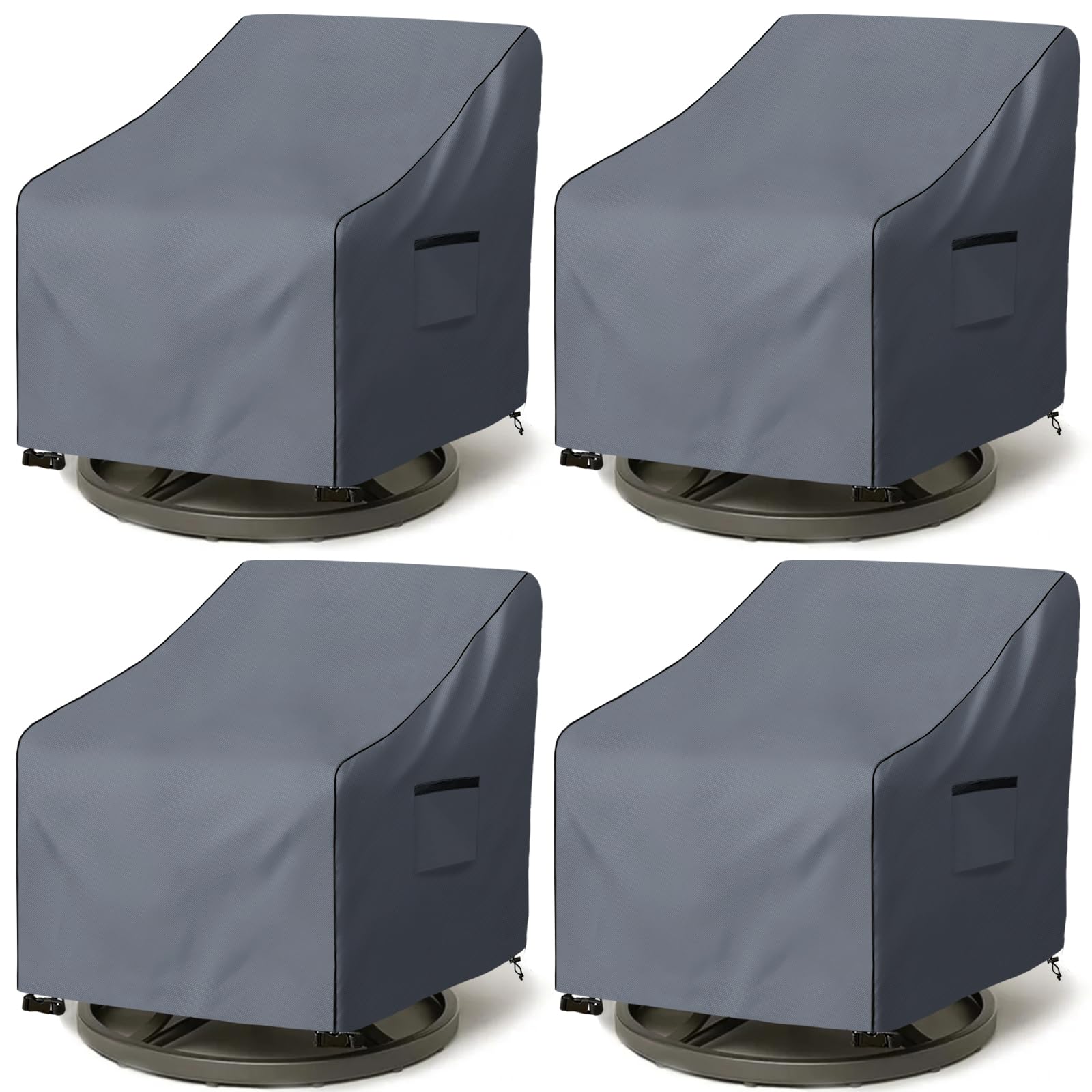 Dalema Outdoor Swivel Chair Cover 4 Pack,600D Heavy Duty 100% Waterproof Outdoor Chair Covers,Patio Furniture Covers for Swivel Patio Chairs,37.5" W x