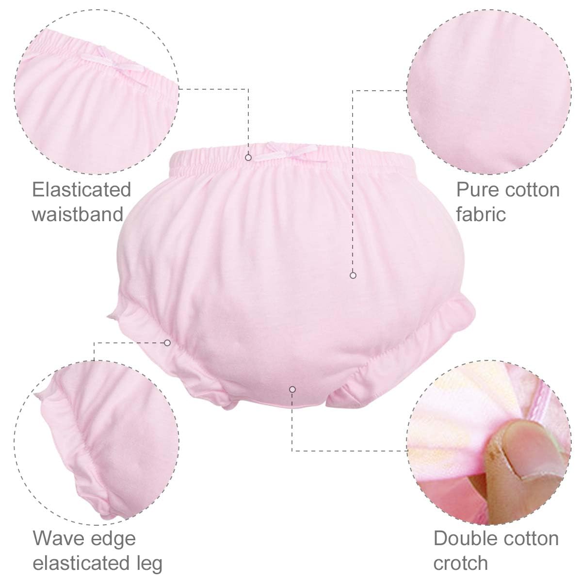 Lot de 7 Culotte en Coton Bébé Fille Bloomer Short Couvre-Couche Mignon Slips Sous-vêtements Souple Caleçon Confortable Élégant Couleur Unie avec Volants Princesse pour Enfant Bébé 6 Mois-8 Ans