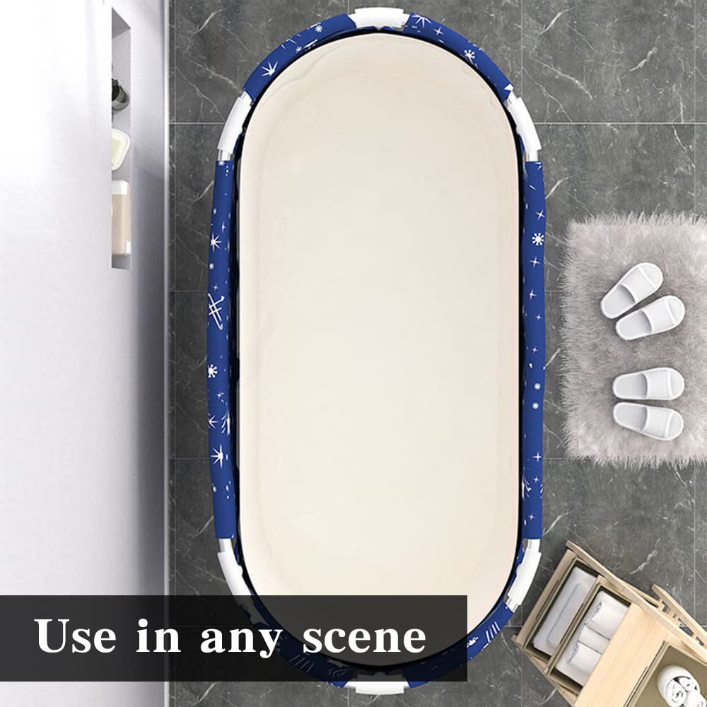 MKSY Foldable Bathtub, Large Soaking Bath Tub Portable Bathtub for adults, Freestanding with Thickened Thermal Foam to Keep Temperature for Home Bathroom Spa (XL Blue Sky)