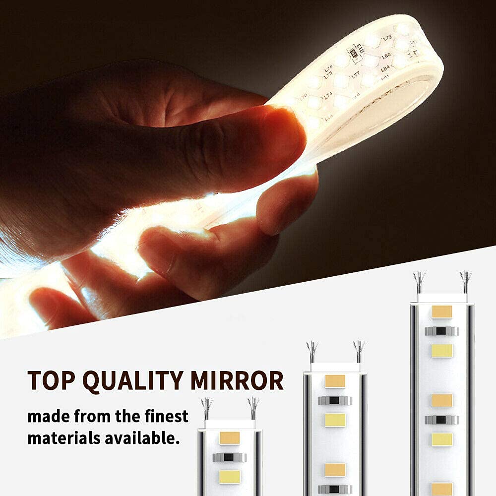 ELEGANT 700x500mm Bathroom Mirror With Lights, Horizontal Vertical/Sensor Switch LED Illuminated Bath Vanity Wall-Mounted Mirrors with 3 Colors Dimmable + Demister