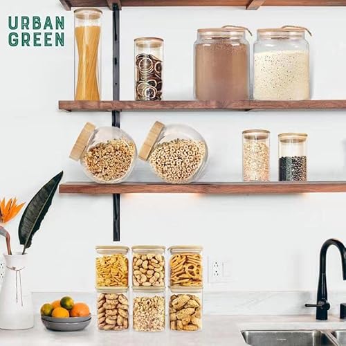 Glass Jars With Bamboo Lids, Square Glass Jar With Airtight Lids Of 6 Pack Of 28Oz, Square Glass Storage Jars With Airtight Lids, Glass Food Storage Containers With Airtight Lids, Pantry Organization And Storage Jars, Glass Pantry Jars #TOP6