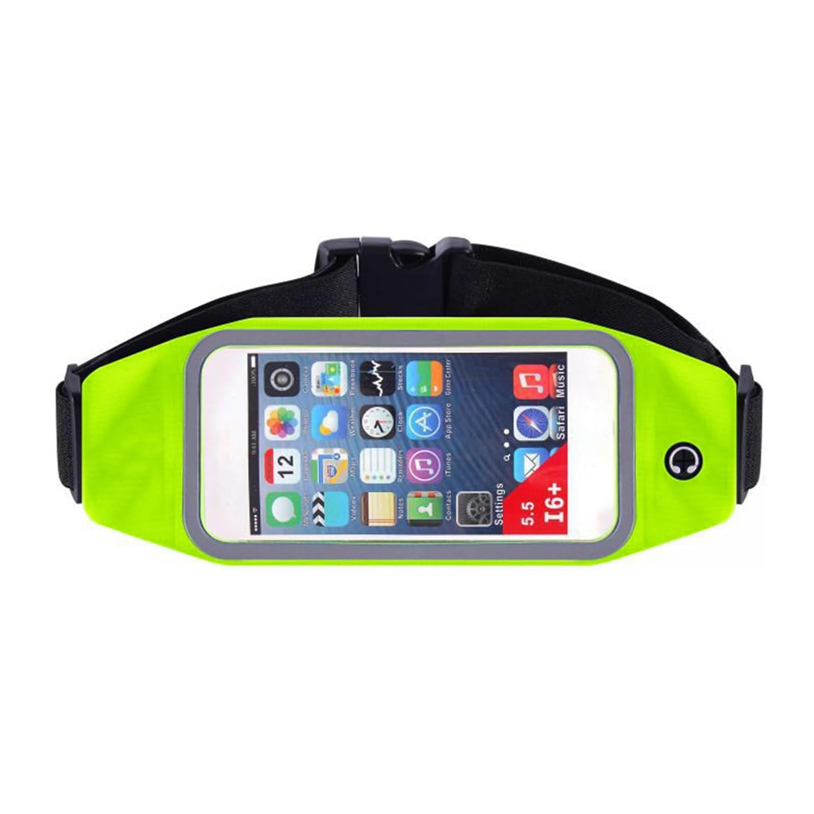 CCAIPU Running Bumbags for Men Women, Fanny Pack with Headphone Hole/Clear Smartphones Touchscreen/Zippered Pocket Waist Pack for Sport Travel Outdoor Hiking (Green)