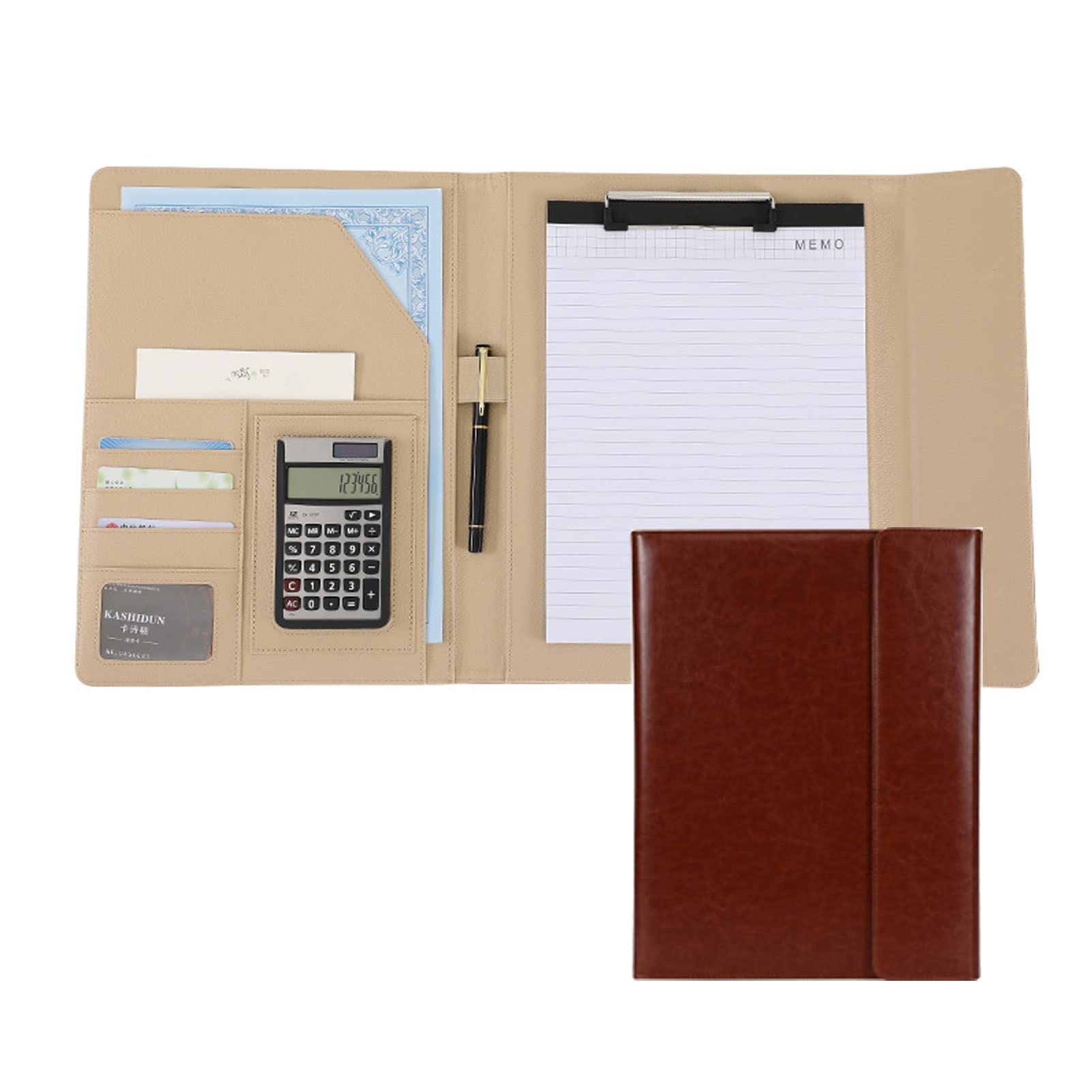 Organiseur porte-bloc cuir marron conférencier A4 espace rangement pour hommes et femmes