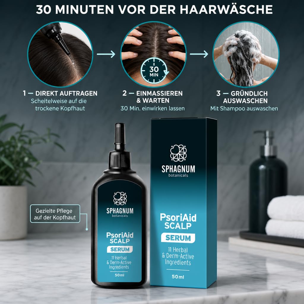Sphagnum Botanicals Pre-Shampoo Serum for Psoriasis Scalp - 17 active ingredients with Salicylic Acid 2.5%. 50ml
