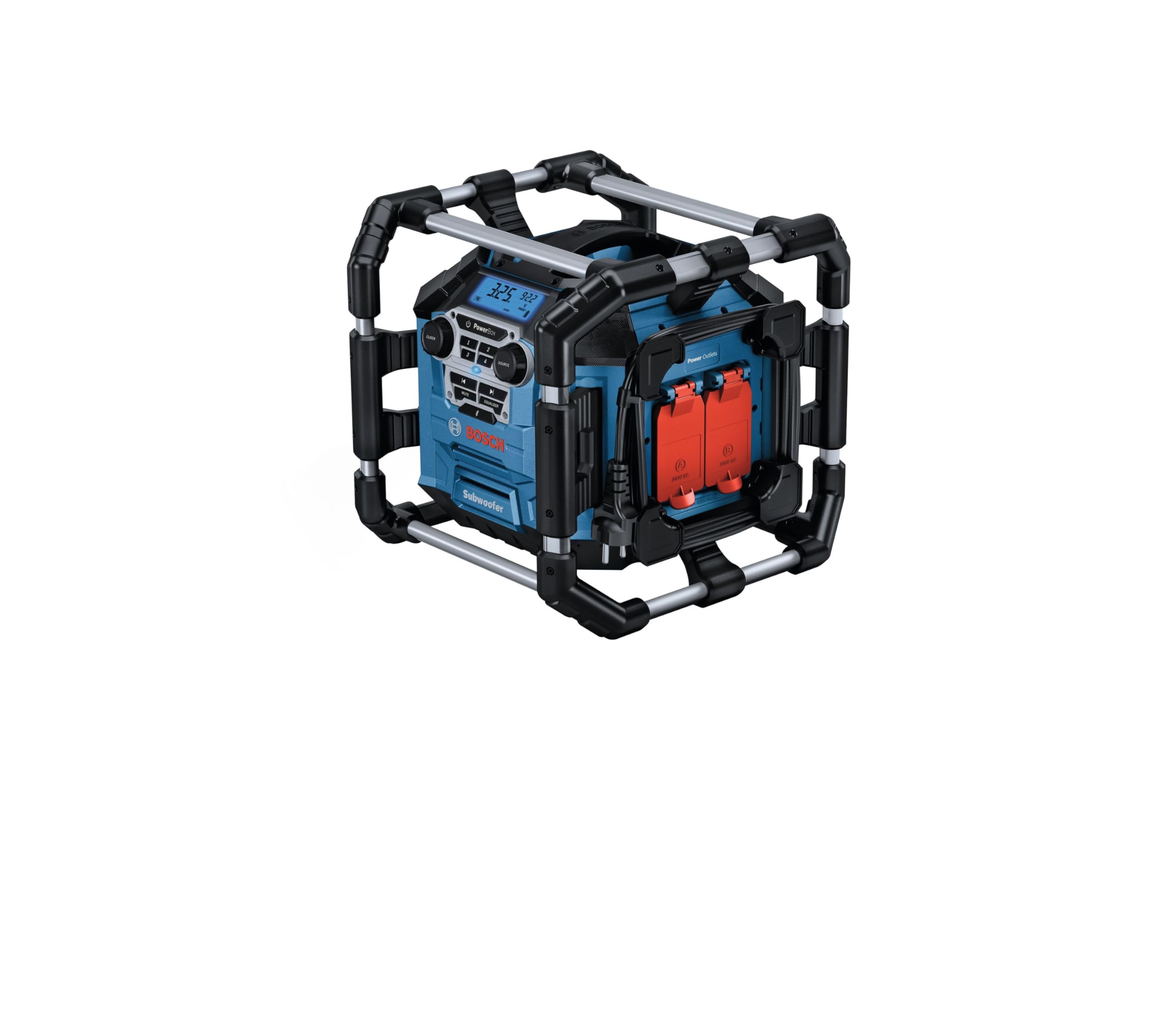 Bosch Professional 18V System GPB 18V-5 C - Radio Digital de Obra (a batería 18V o Cable, Bluetooth, FM y AUX, 2 Tomas de Corriente, sin batería)