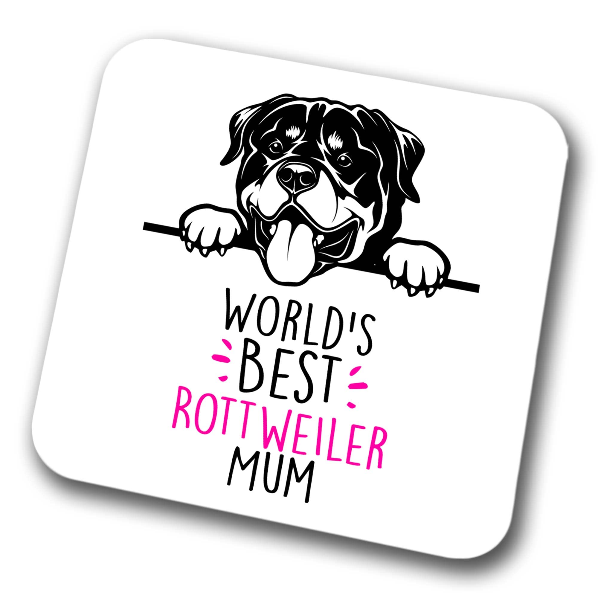 Rottweiler World's Best Mum Coaster Dog Mum Rottweiler Mum Friend Funny Gift for Birthday Christmas, Rottweiler Coaster