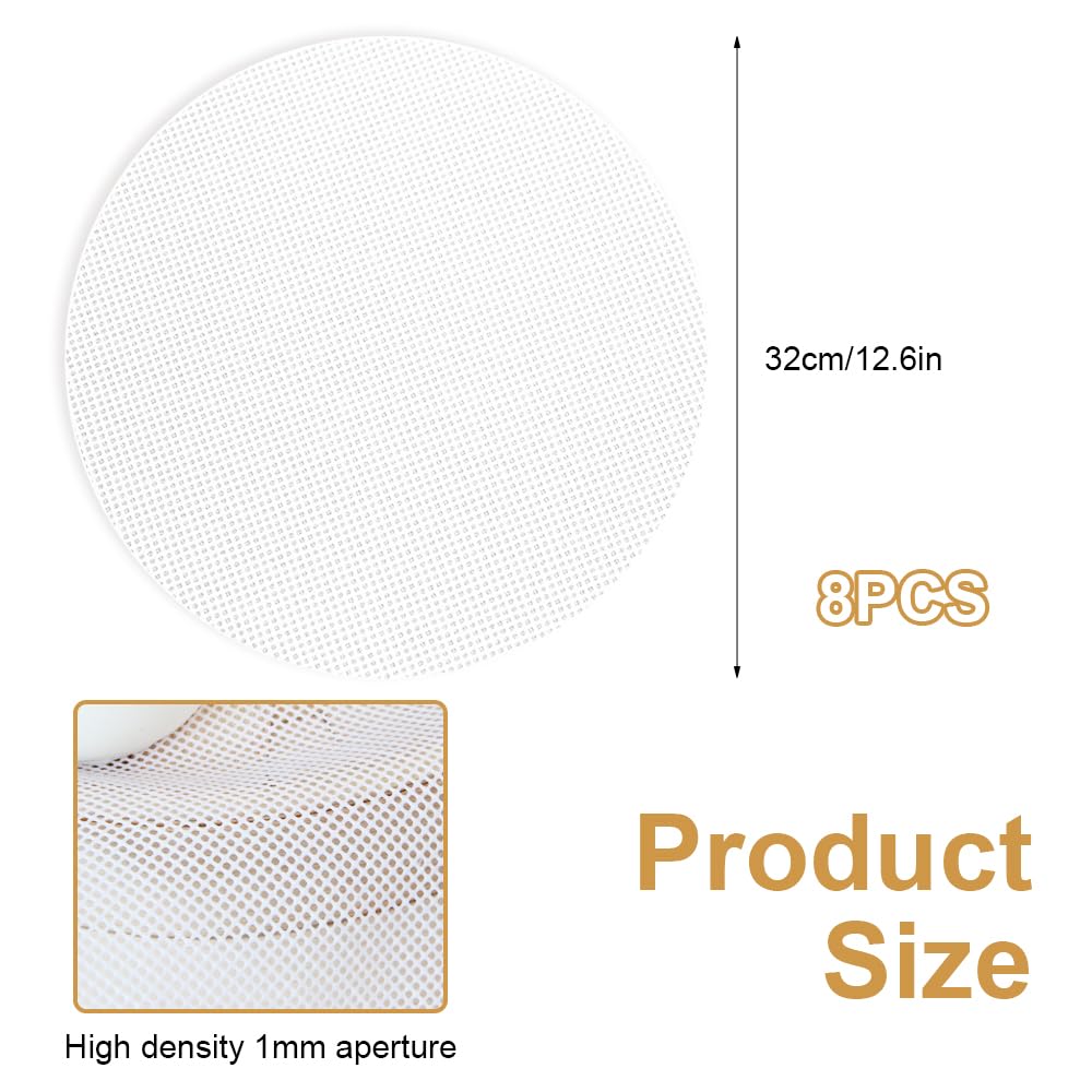 8 Piezas Redondo Silicona Ecológica Vaporera Pad 32 cm, Silicona Vapor Malla Antiadherentes Silicona Vapor Malla Reutilizables Deshidratador de Silicona Redonda para Bollos, Pasteles, Secado de Frutas