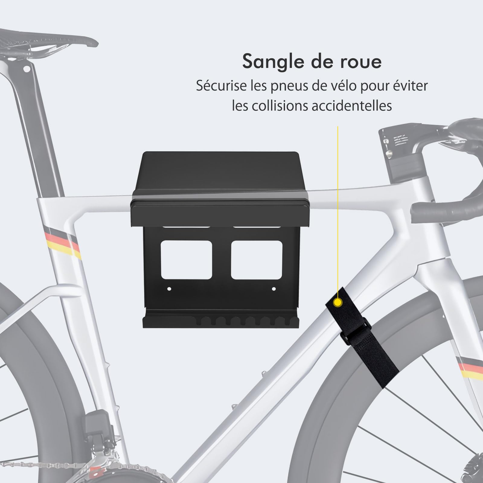 Mimoke Support mural pour vélo d'intérieur - Garage - Crochets d'étagère - Design compact et robuste - Protection - Espace de rangement - Facile à installer (Noir)