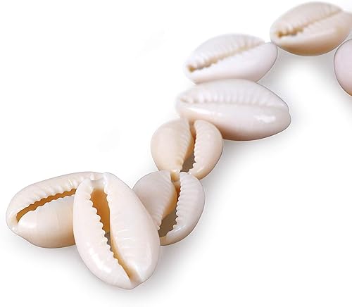 Miniatura 3 de 120 cuentas de concha de cauri naturales fuertes de color blanco de 0.71 a 0.79 pulgadas, conchas marinas ovaladas de corte liso, conchas de playa