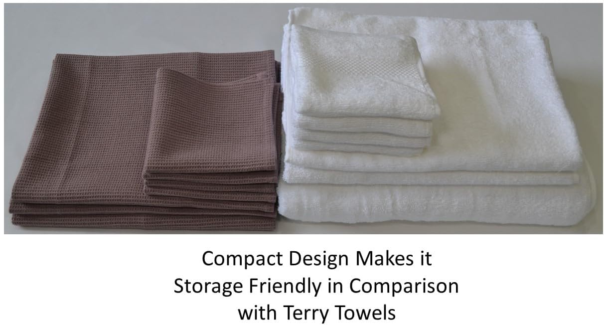 Waffle Bath Towel Set,100% Organic Cotton GOTS Certified (Mauve) Super ABSORBANT & Quick Dry, NO SOFTENERS, Environment Friendly, 1xBATH58x30.5, 2xHAND29x20, 4xFACE12x12INCH