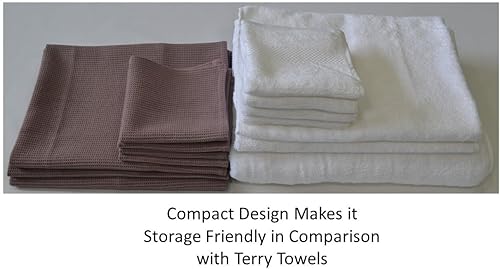 Miniatura 6 de Juego de toallas de baño de gofres, 100% algodón orgánico certificado GOTS (malva), súper absorbente y de secado rápido, sin suavizantes, respetuoso