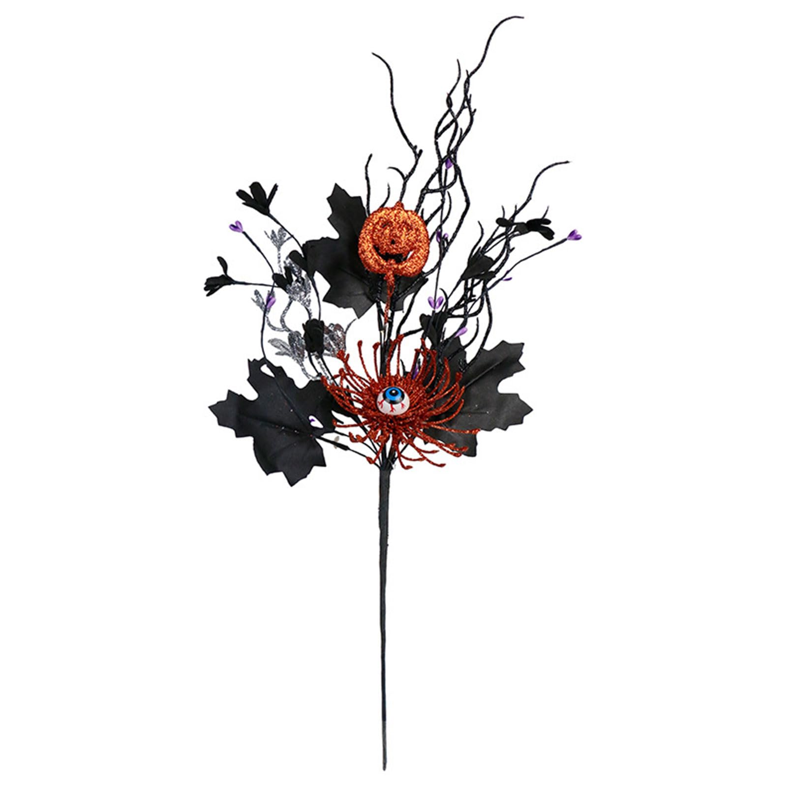 TFAOYS Halloween Eerie Pumpkin Insert with Realistic Eyeballs Accent and Maples for Party Decorations Vase Arrangement Halloween Decorations
