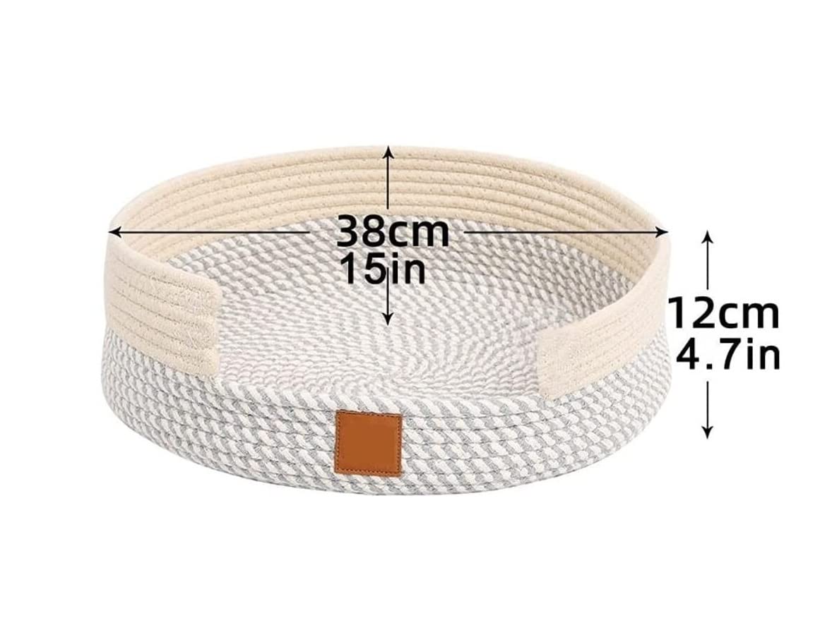 Katzen Kratzbrett Rundes Katzenkratzbett-Kissen, Baumwolle, Langlebig, Katzenkratzer Und Betten Für Katzen, Hunde, Kratzbrett Schützt Teppiche und Sofas ( Color : White Grey , Size : 38*38*12cm )