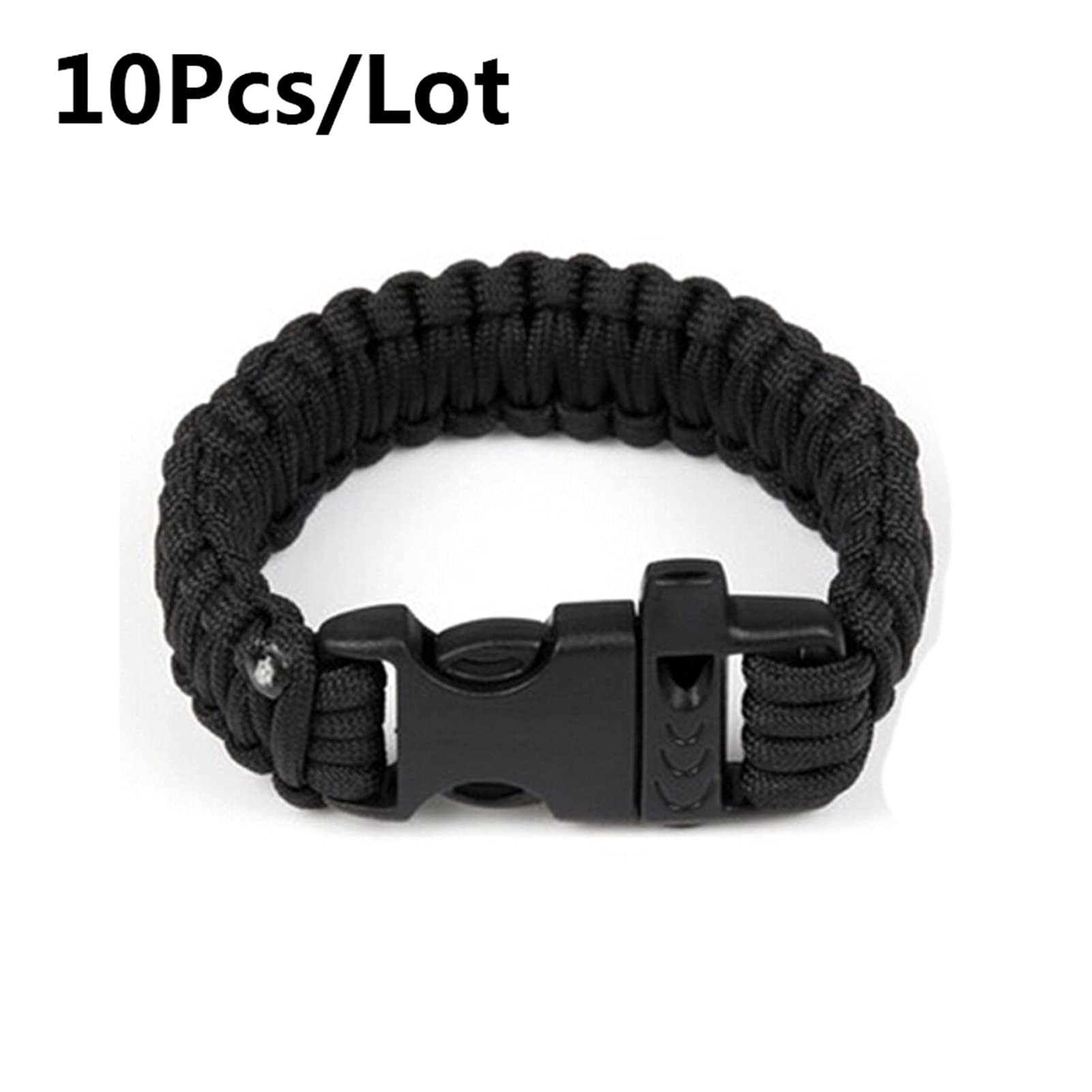 Hochfestes Utility Jagd Camping Wanderpfeife Lebenskringung Armband Geflochtene Seil Handgelenk Band Klettern im Freien. (Color : Black)