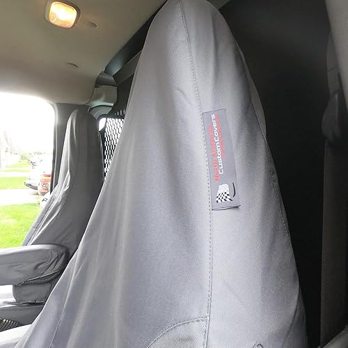 Miniatura 6 de Fundas de asiento compatibles para ChevroletChevy Express, par delantero, a medida e impermeable (gris)
