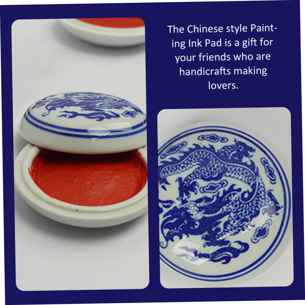 STOBOK Tampone di Inchiostro Stile Cinese per Calligrafia Motivo Drago in Ceramica, Alta Cromaticità e Sigillatura Uniforme per Creazioni Artigianali e Decorazioni di Carte, Confezione