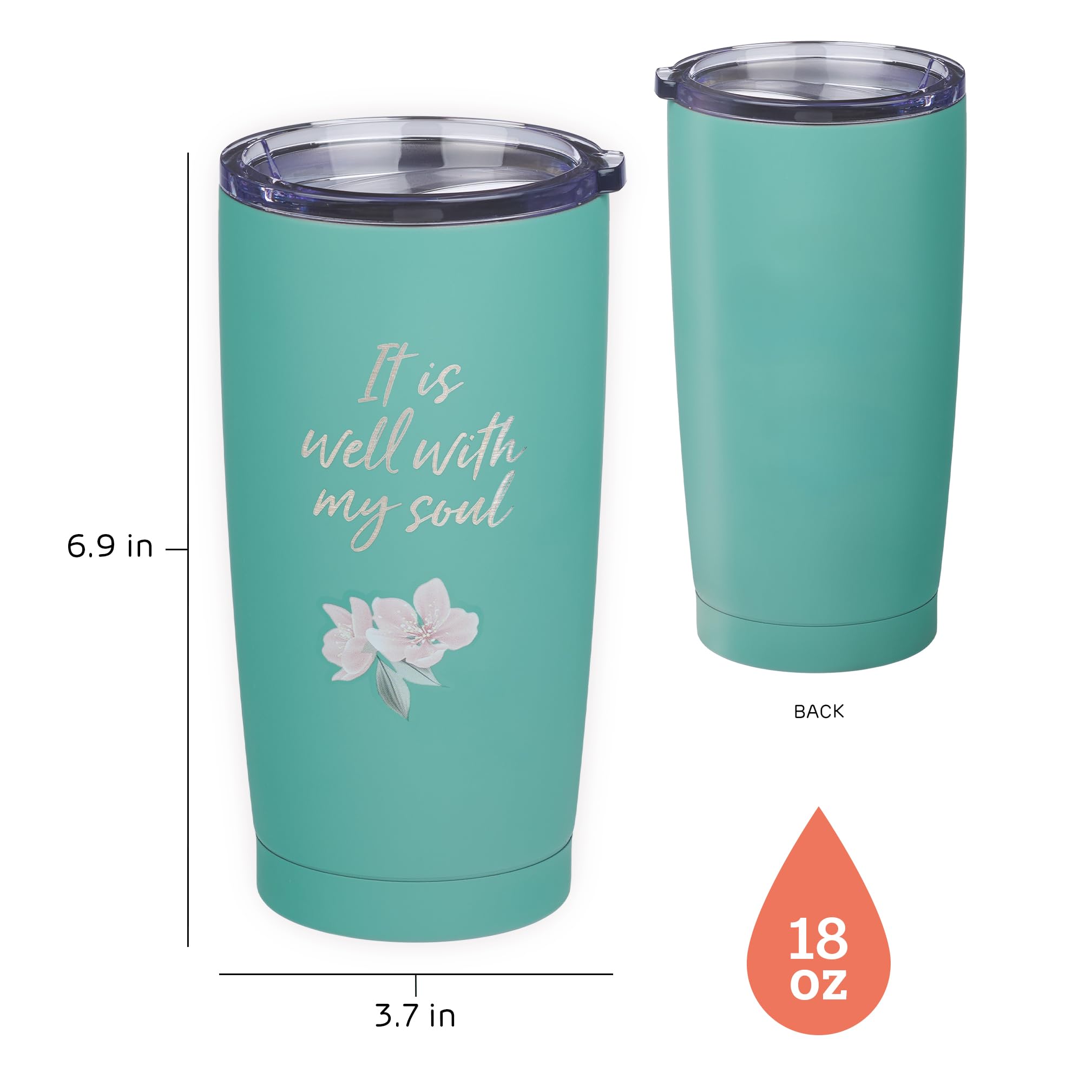 Well With My Soul 510 ml kubek podróżny ze stali nierdzewnej z podwójną ścianką izolowany próżniowo z pokrywką w kolorze morskim