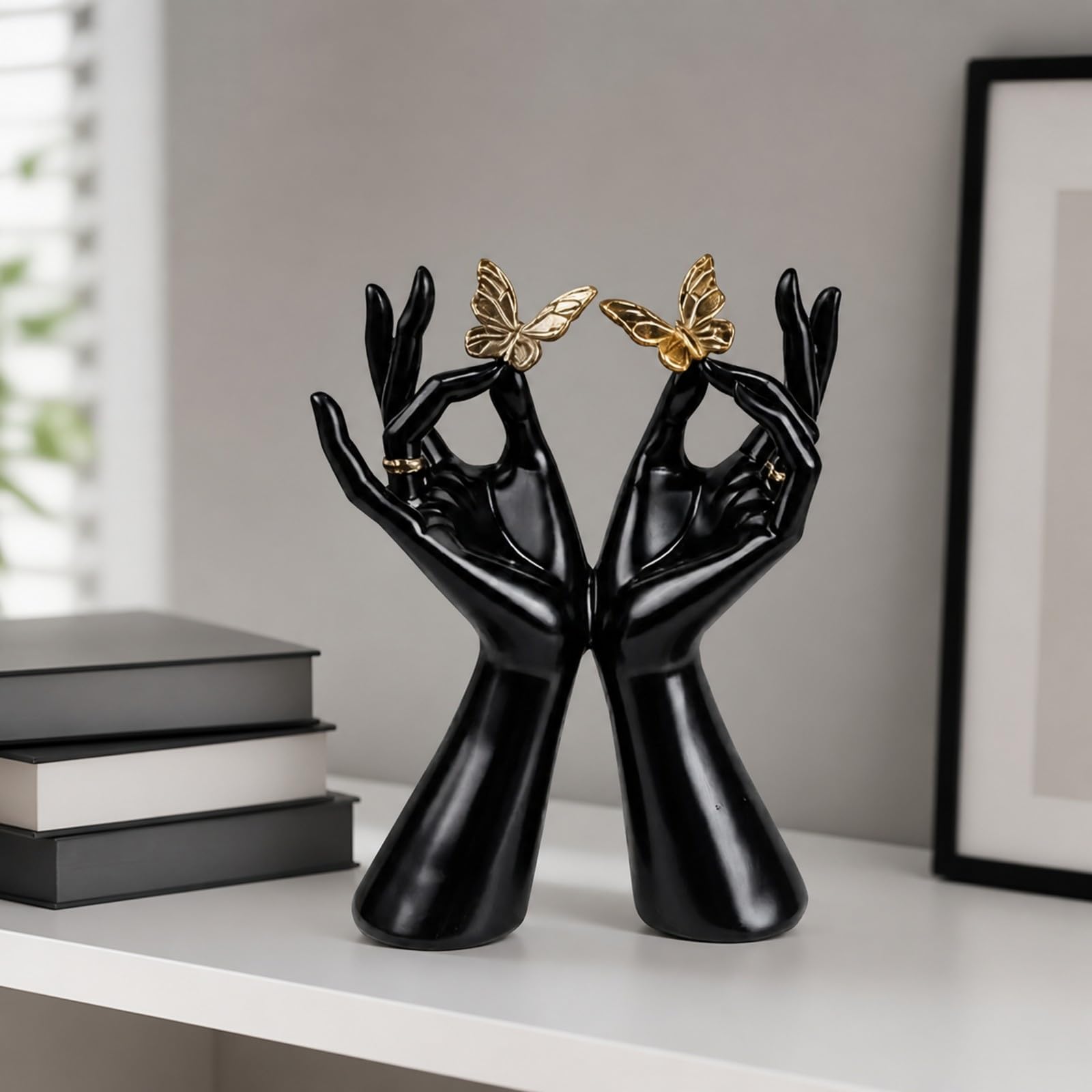 LOVIVER Escultura con s Artística Adorno Escultural Decoración para Estantería, Oro