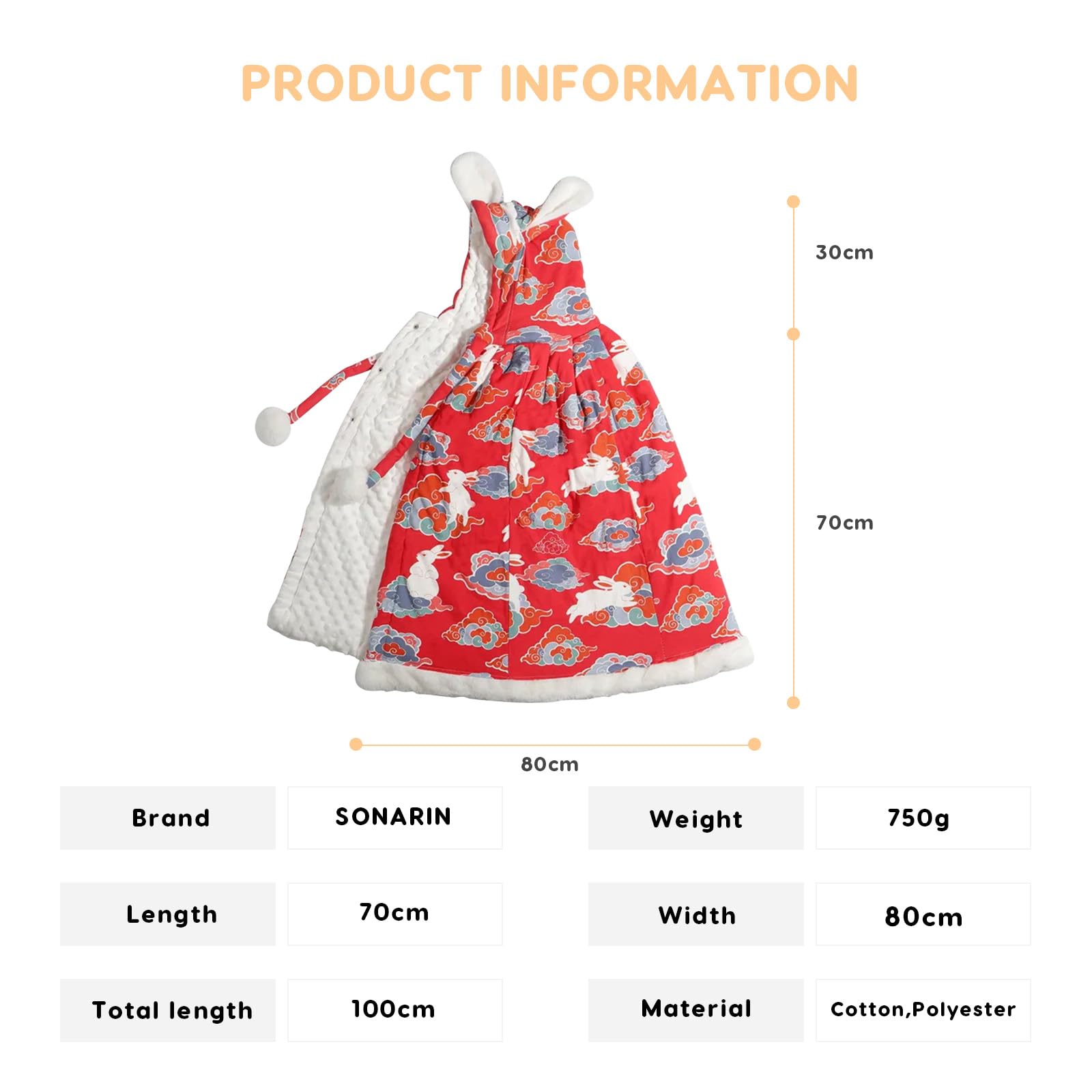 SONARIN Baby Kapuze Cape,Warme Kleinkind Poncho Umhang Mantel Winterjacke Schneeanzug Dicke Kleidung Niedliches Winter-Outfit Wickeldecke für Baby Mädchen Jungen