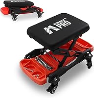 Vista 1 de Asiento de arrastre automotriz con ruedas rodantes, taburete mecánico con capacidad de 300 libras, taburete de garaje resistente con almohadilla