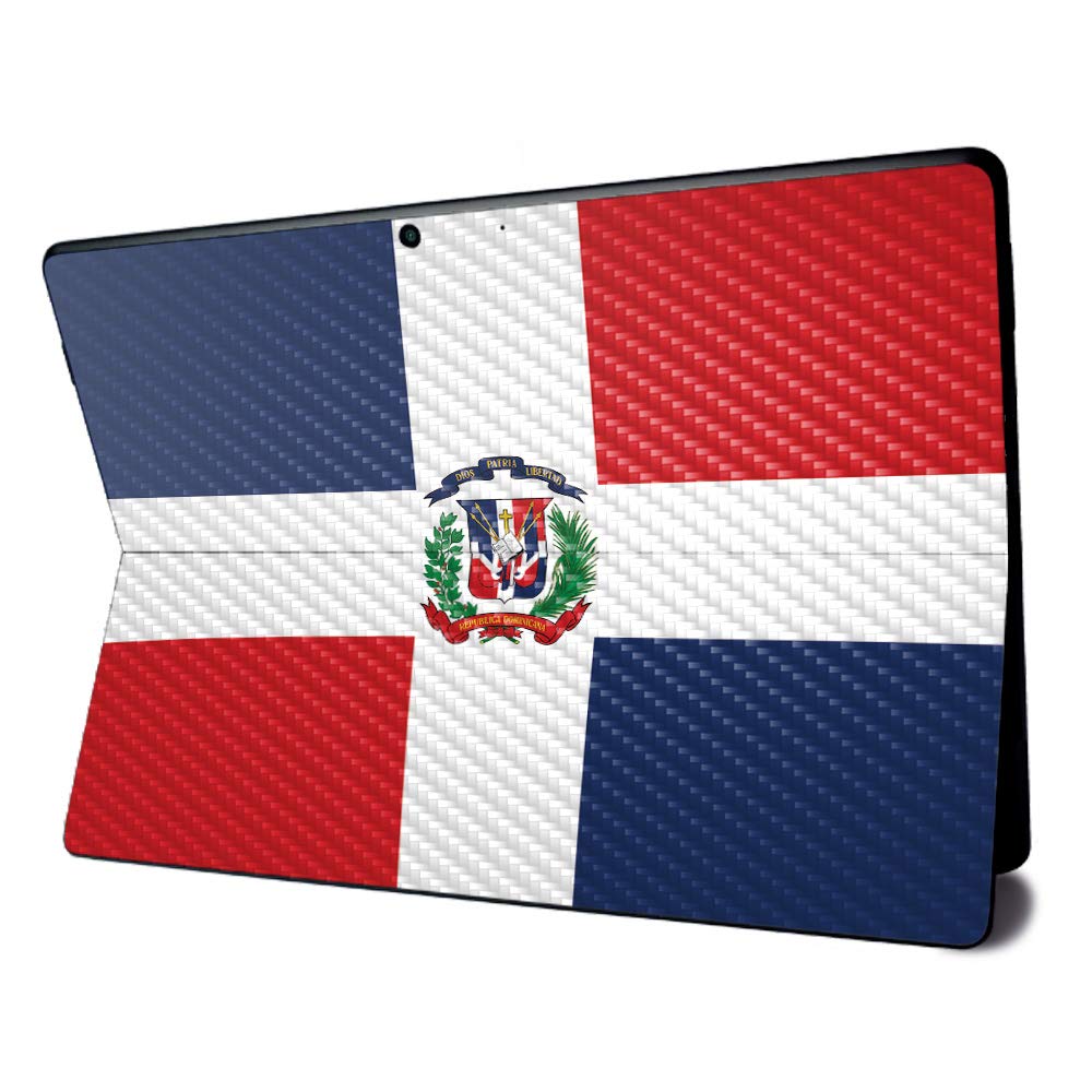 MightySkins Carbon Fiber Skin for Microsoft Surface Pro X - Dominican Flag | Textured Carbon Fiber Finish | Easy to Apply, Remove, and Change Styles | Made in The USA