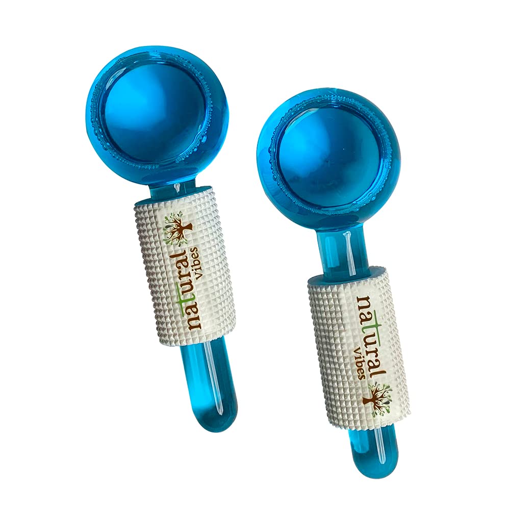 Natural Vibes Ice Globes Face Yoga Roller with FREE Gold Beauty Elixir Oil |Removes Face Fat & Double Chin | Reduces Puffiness | Uplifts & Tightens Skin | Adds Glow and Brightness |Anti Freeze Liquid