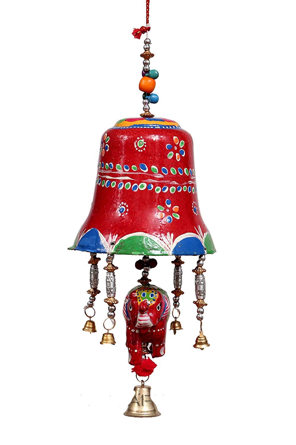 Kuberart and Handicraft Handmade Big Bell with Elephant Door Hangings for Wall Home Decoration (58 CM)-1 Hangins
