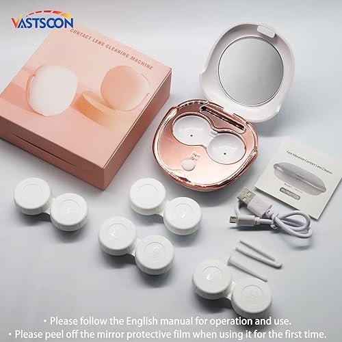 Miniatura 6 de Limpiador de lentes de contacto, máquina de limpieza ultrasónica portátil de lentes de contacto con cargador USB y kit de funda de remojo de