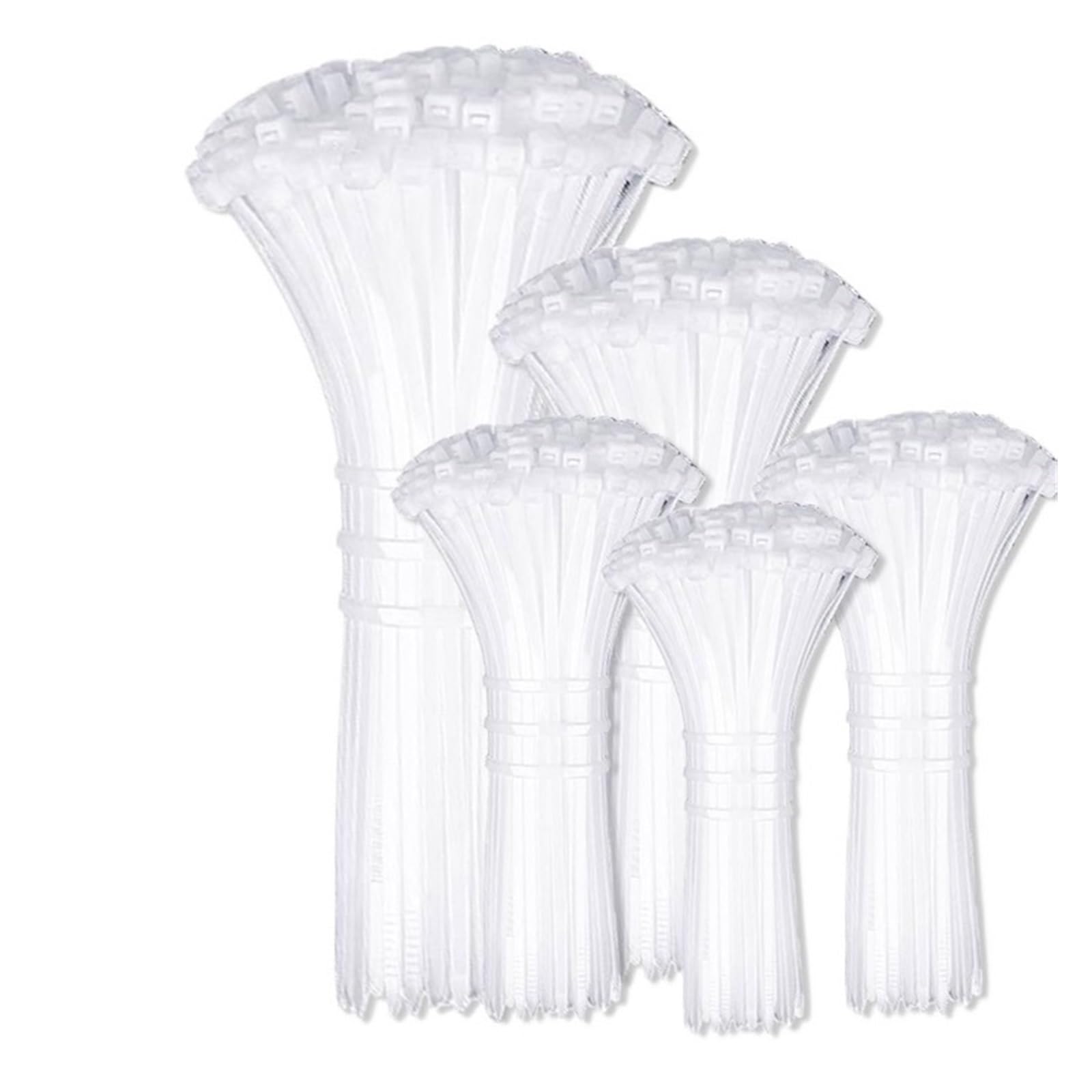 Selbstsichernder Kunststoff-Nylon-Kabelbinder, Weißer Reißverschluss(3.5x200 mm)