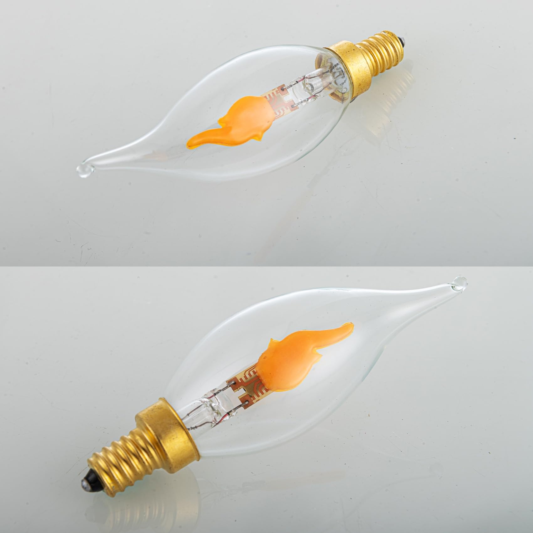 Sunaiony Flickering Flame Light Bulbs Candelabra Base E12 Flame Bulb, LED Flickering Candle Fire Light Bulbs For Christmas Holiday Decorations, 2 Pack