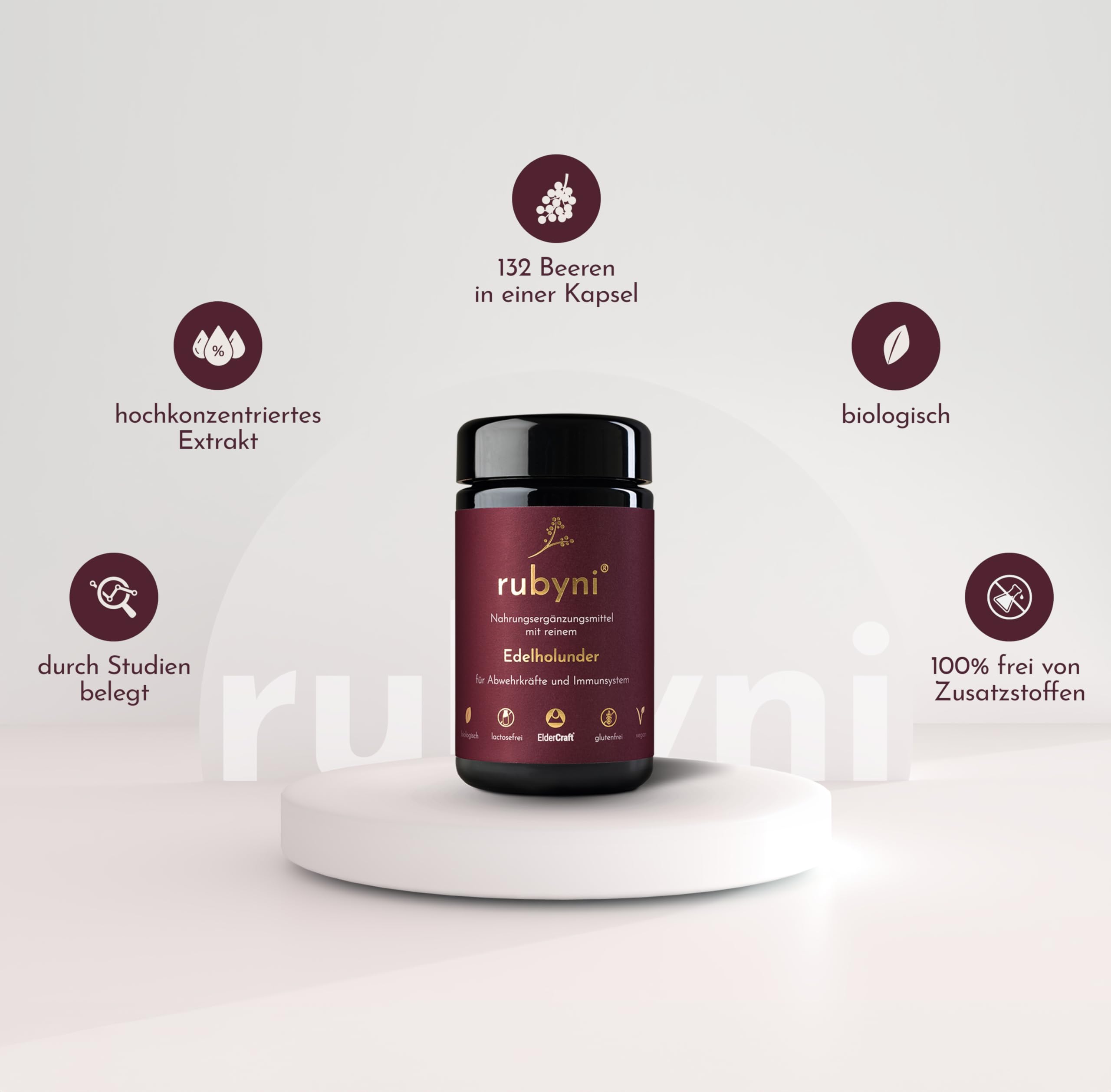 Edelholunder Kapseln - 90 Kapseln - 400mg Holunderbeeren Extrakt | Bio, Vegan & ohne Zusätze - 100% ElderCraft - Schwarzer Holunder - Mit 60mg Anthocyane - Gluten- & laktosefrei