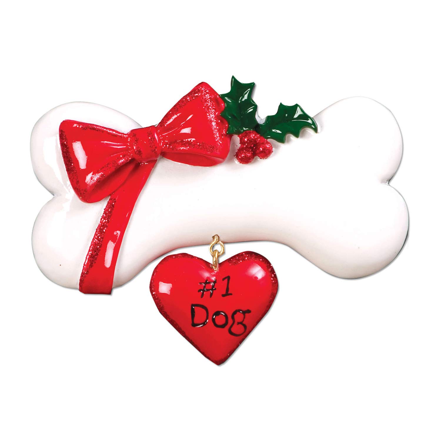 Personalized Dog Christmas Ornaments 2024 - #1 Dog Bone Ornament with Ribbon for Dog Lovers Dogs First Christmas Ornament 2024 Customized Dog Gifts Custom Dog Ornaments by Elves
