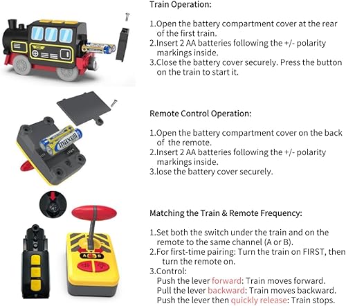 Miniatura 4 de Juego clásico de tren de vapor a control remoto, locomotora de 3 piezas a batería con sonido y luz, se adapta a sistemas de orugas de madera, motor