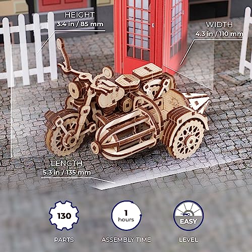 UGEARS Hagrid's Flying Motorbike, Harry Potter 3D Wooden Puzzles for Adults Mini, Sidecar Building Set - Image 2