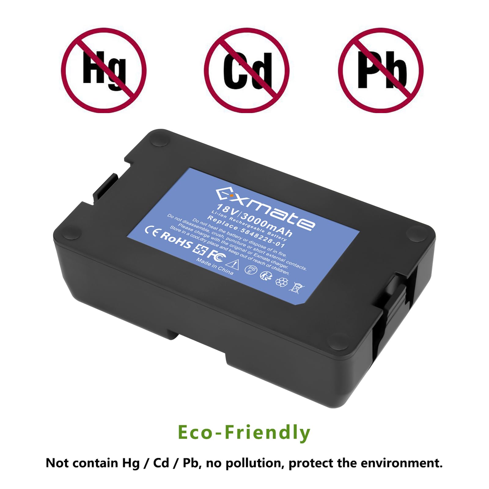 Exmate 18V 3000mAh Ersatz Akku für Gardena Sileno Minimo 250, Gardena Sileno City/Life, Husqvarna Automower 115H/305/310/315/315X (2020) Mähroboter Rasenmäher Akku