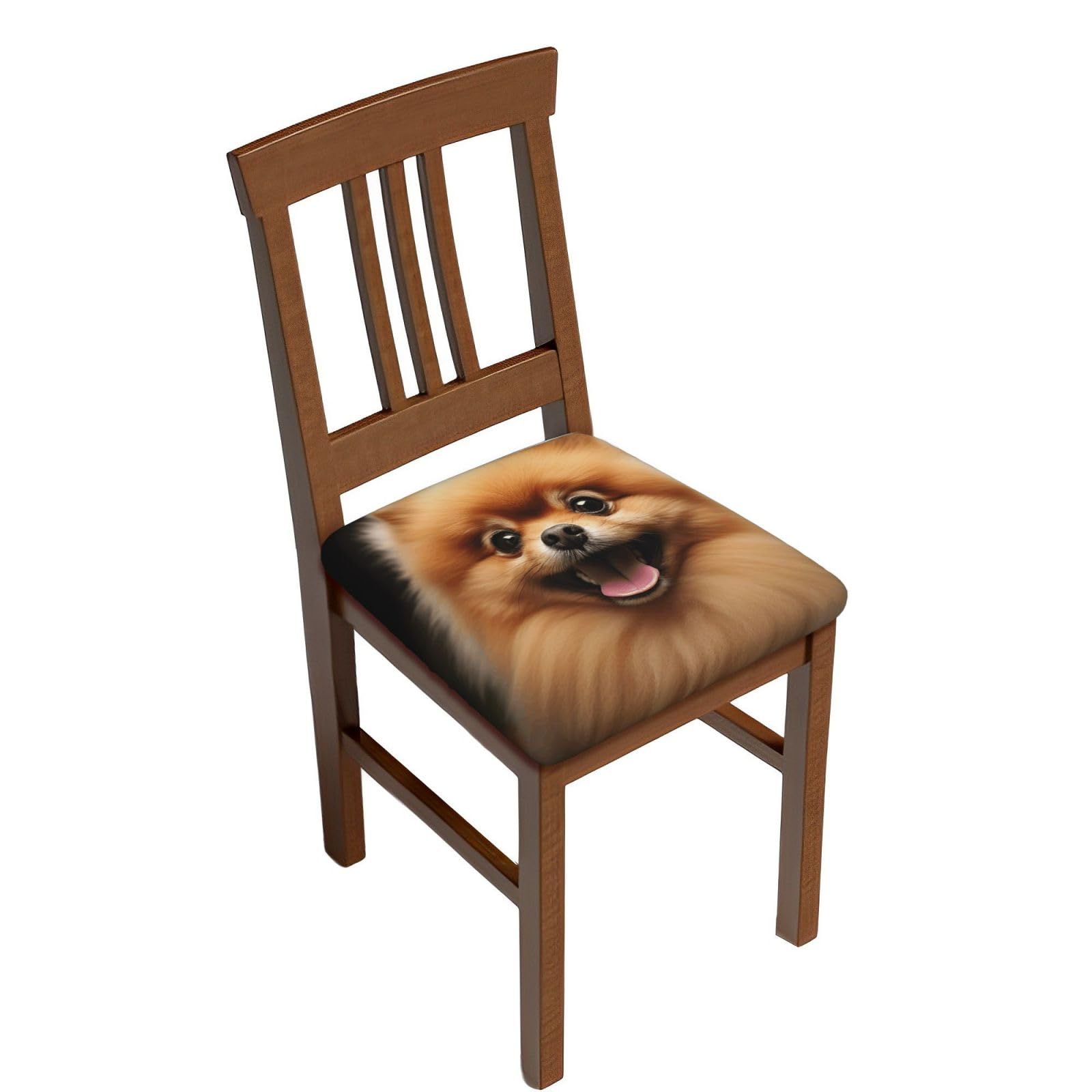 DWVTSLH Pomeranian Bar Stool Covers Square, Four Pieces High Elastic Soft Seat Cushion Cover Protector Washable Barstool Slipcovers Nonslip Replacement Square Bar Chair Covers