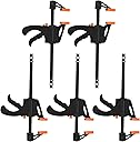 4 Inch Bar Clamps for Woodworking, 5 Pcs Trigger Quick Grip Clamps, One Handed Ratchet Wood Working Clamp, Mini Small Bar Woodworking Clamps for Wood Gluing Crafts (4Inch)